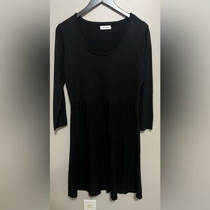 Calvin Klein Sweater Dress long sleeve scoop neck pleated skirt Size Lg